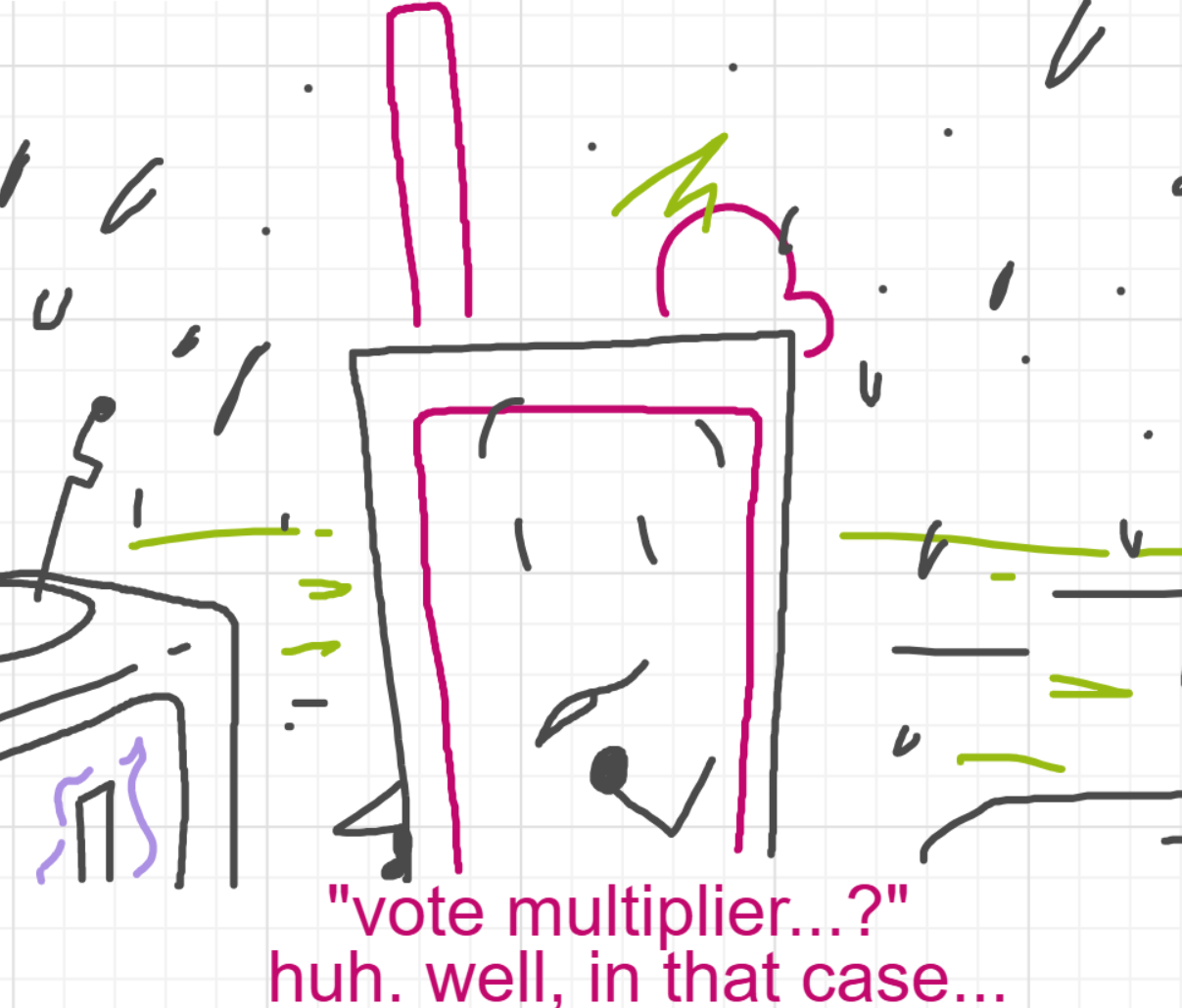 A panel from I've Been Everywhere, Man, episode nine of the Board Boards object show by Furretwalk/WalkingFurret.